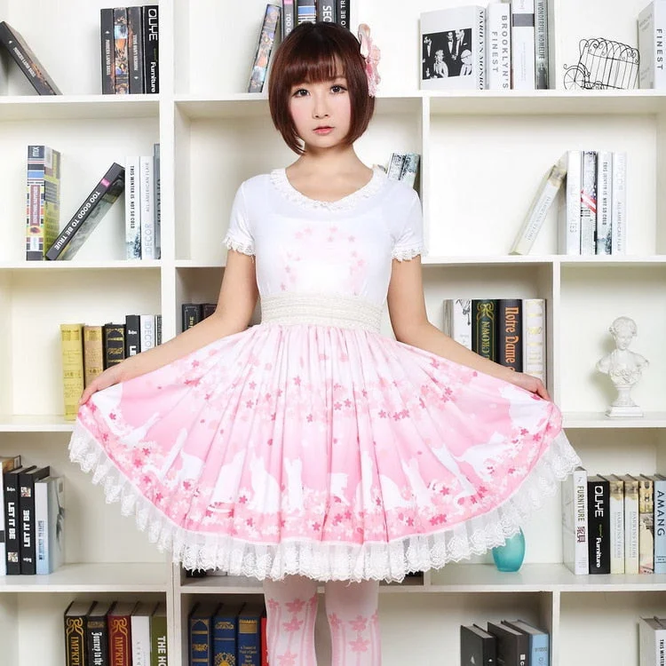 Cherry Blossom Kitten Lolita Skirt