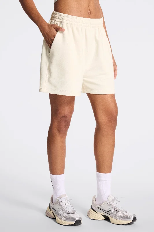 Stretchable Women Shorts for Maximum MobilityClassic Logo Terry Sweat Short - Gardenia