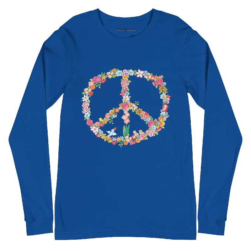 Women's oversized long sleeve linen blend shirtFloral Peace Unisex Long Sleeve Shirt