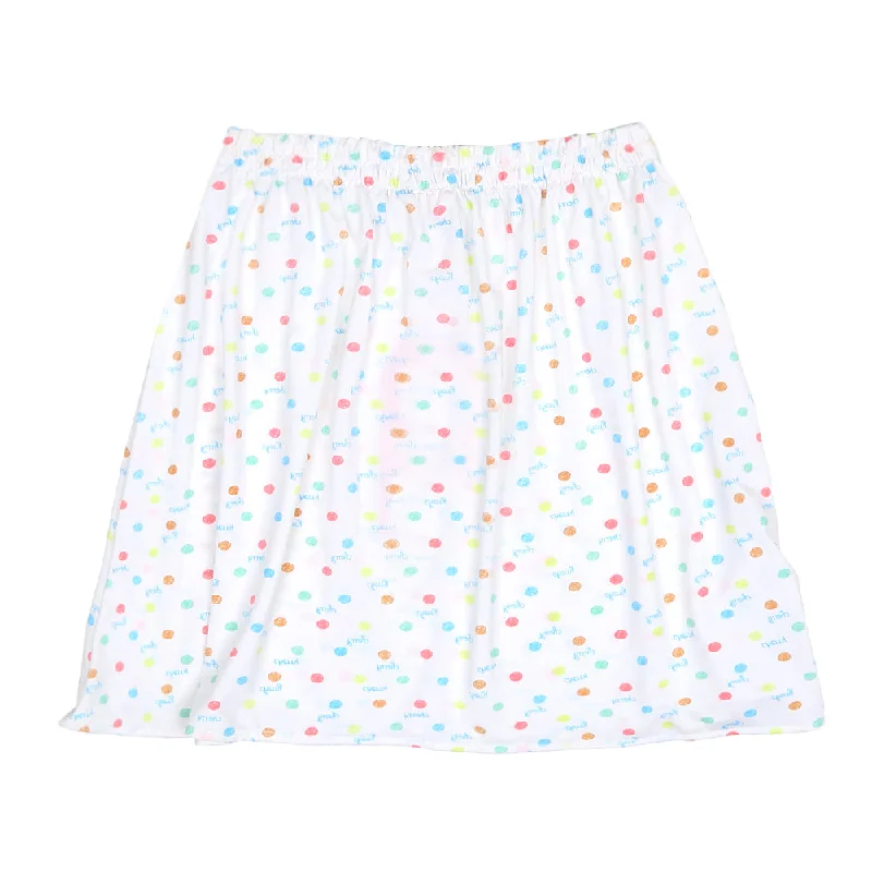 Girls Casual Skirt Dots -White