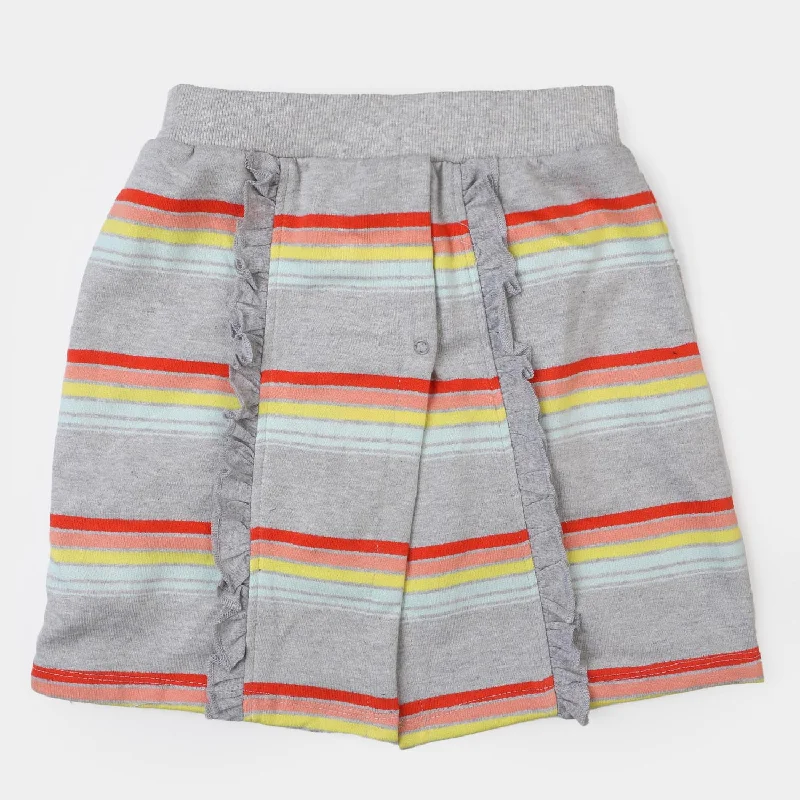 Zip - off skirt - and - shorts combination for changing activitiesGirls Cotton Terry Short Striper - Grey