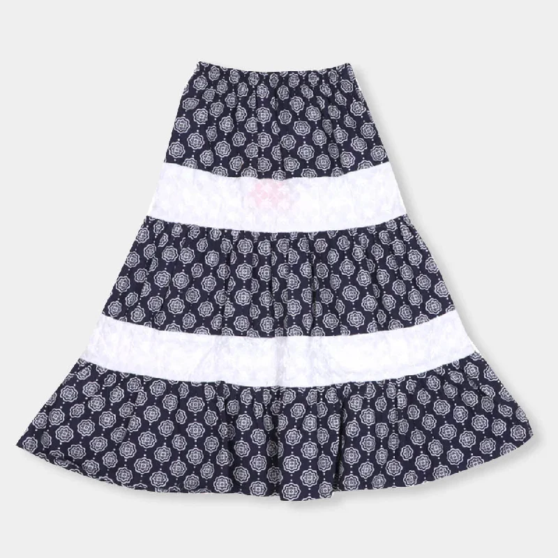 Girls Digital Print long Skirt - Navy