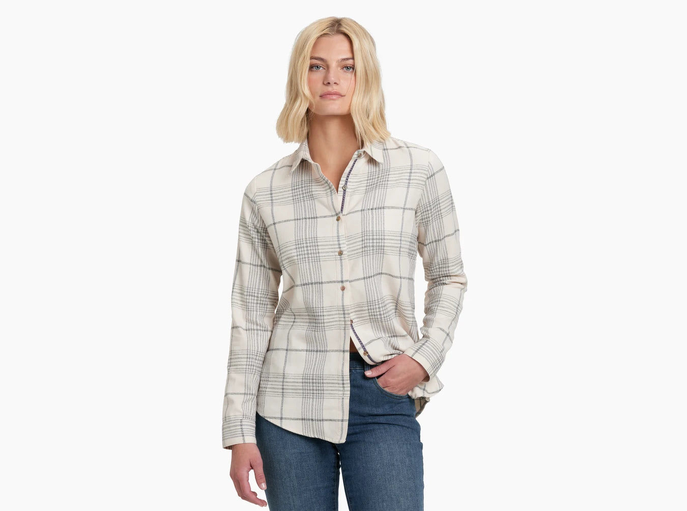 Women's applique long sleeve cotton shirtKuhl Kamila Flannel - Women's