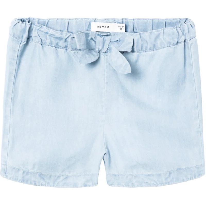 Ruffled Hem Women Shorts to Add a Feminine TouchName It Light Blue Denim Bella Wide Denim Shorts