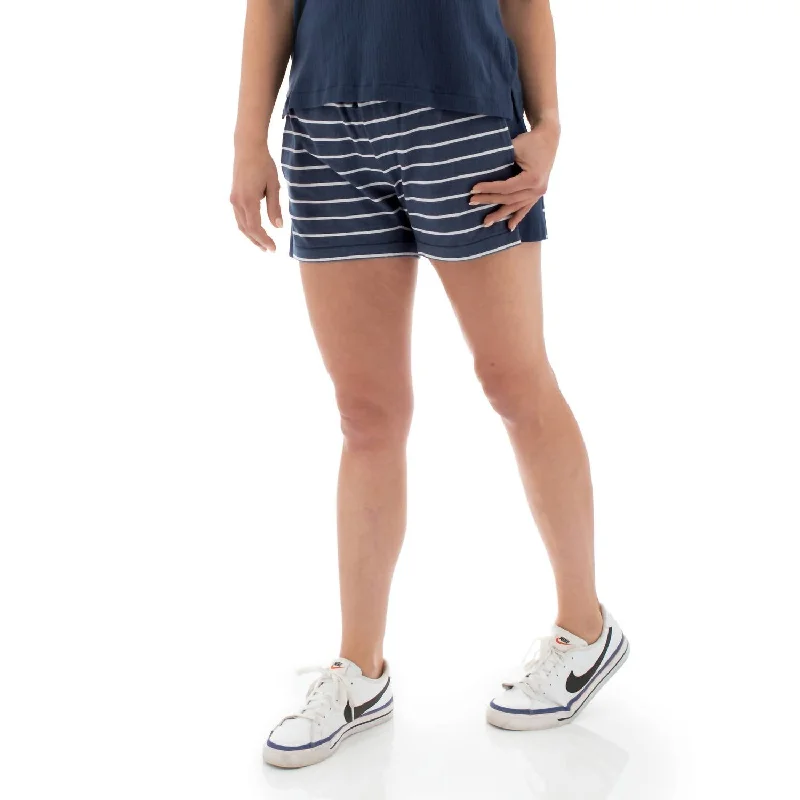 Patterned Geometric Women Shorts for a Modern AppealSavita Short In Insignia Blue Stripe