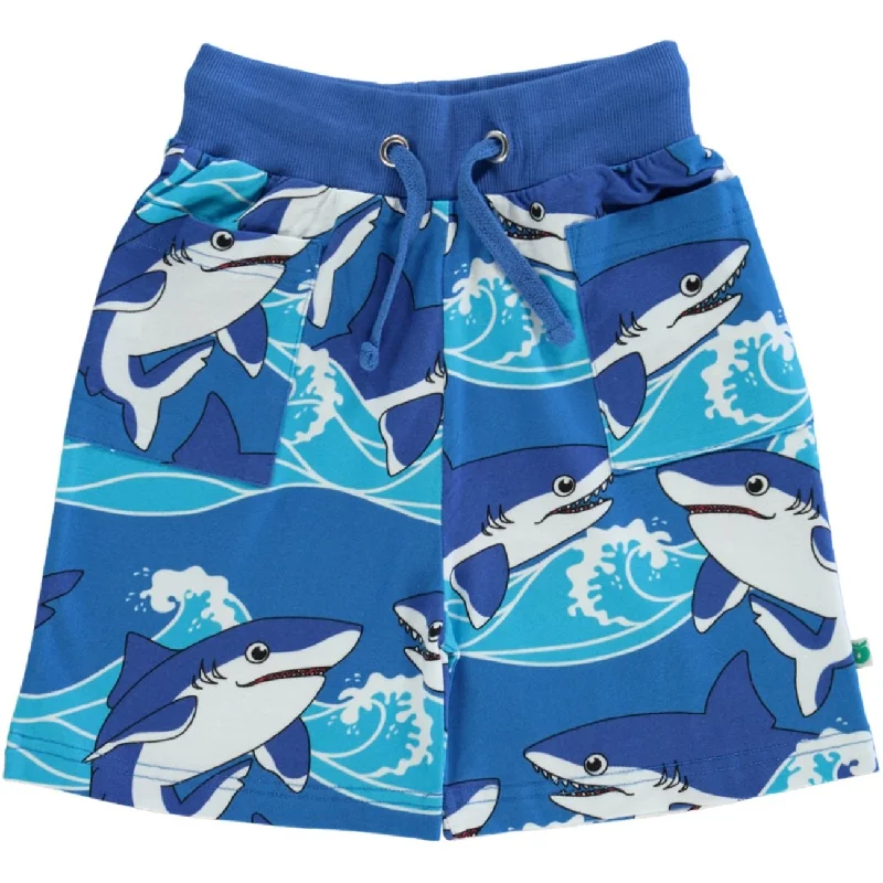 High - Waisted Women Shorts for a Retro and Flattering LookSmåfolk Brilliant Blue Shorts With Sharks