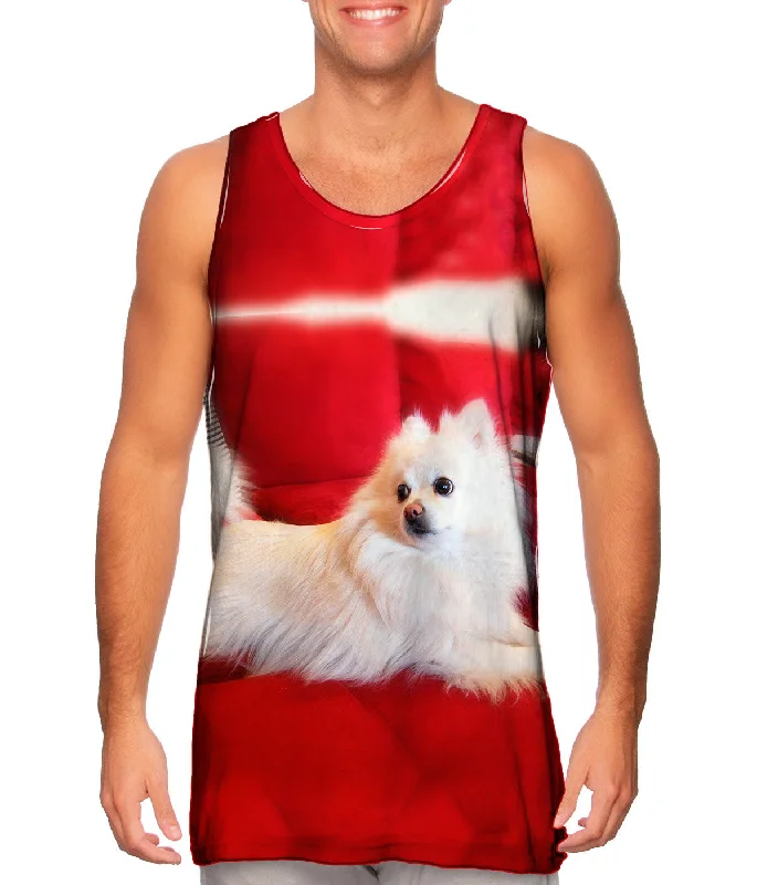 Scoop Neck Women's Linen Blend Tank Tops for SummerSuper Pomeranian