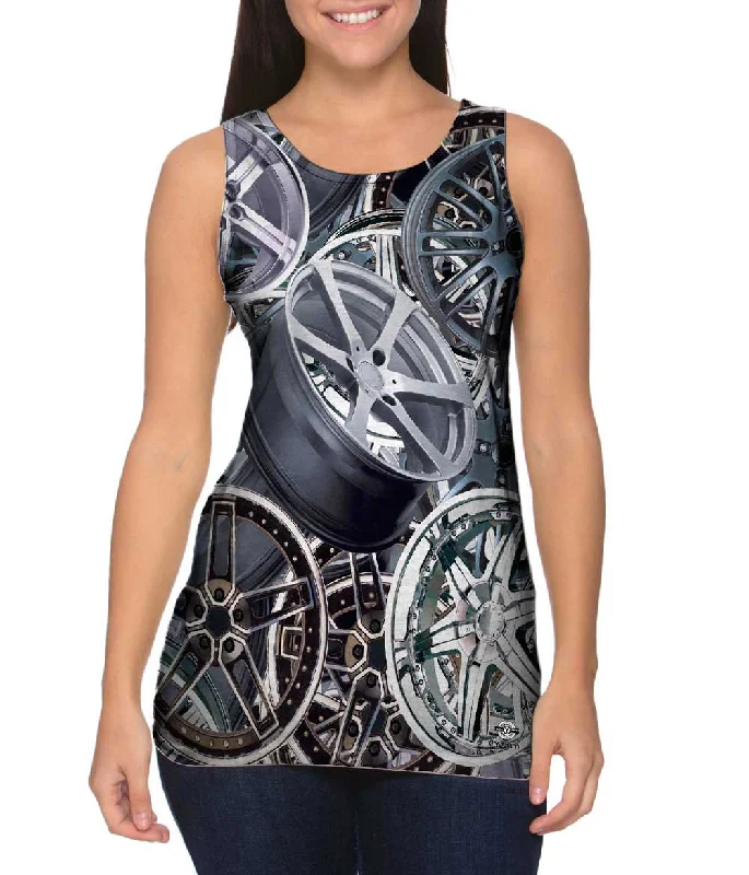 High - Neck Women's Silk Blend Tank Tops for a Luxurious FeelSwag Bling Rim Frenzy