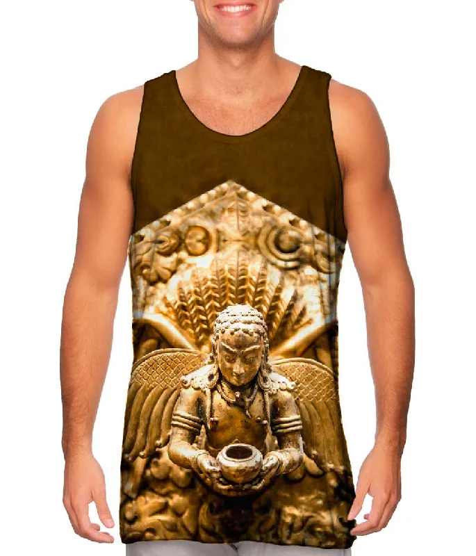 Plus Size Women's Glitter - Trimmed Tank Tops for Party NightsSwayambhunath Statue