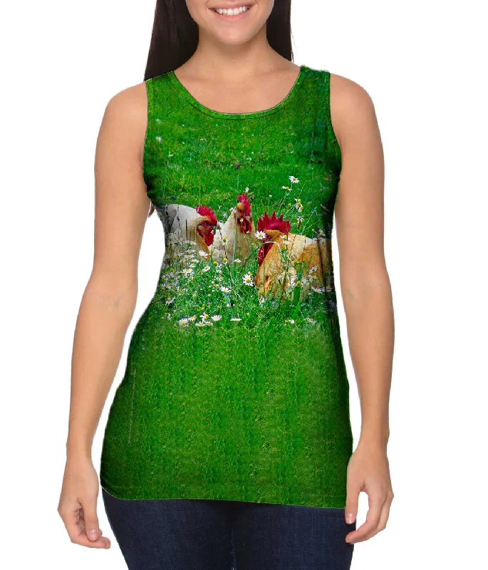 Crew Neck Women's Sustainable Tank Tops Made from Recycled MaterialsTalking Chickens