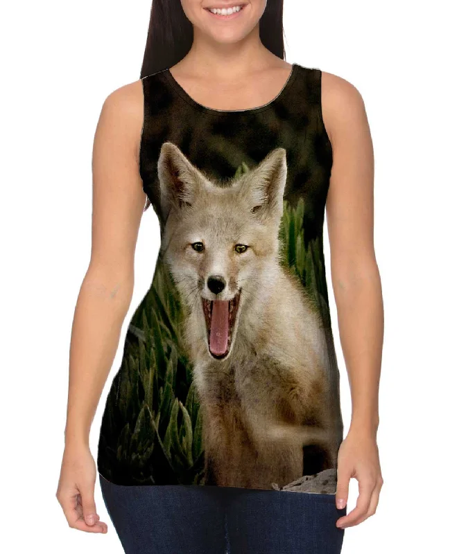 High - Neck Women's Silk Blend Tank Tops for a Luxurious FeelTall Grass Fox