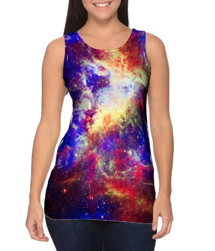 Scoop Neck Women's Linen Blend Tank Tops for SummerTarantula Space Nebula