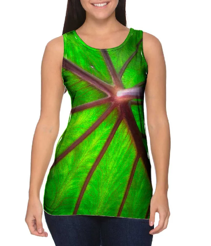 Crew Neck Women's Sustainable Tank Tops Made from Recycled MaterialsTaro Leaf Underside