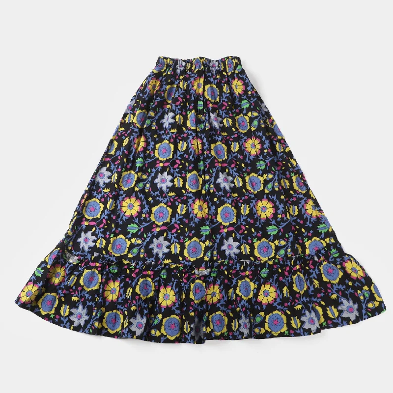 Teens Girls Digital Print Long Skirt - Multi