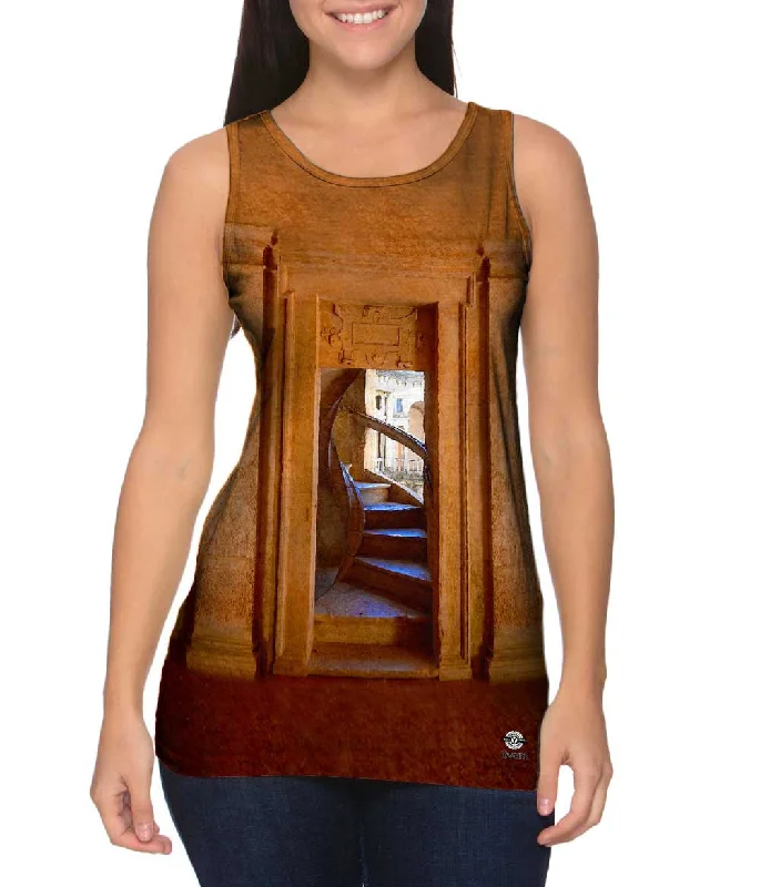 Halter Neck Women's Modal Blend Tank Tops for ComfortTemplar Castles - "Architecture Spiral Staircase Cloister of John III Convent of Christ Portugal"