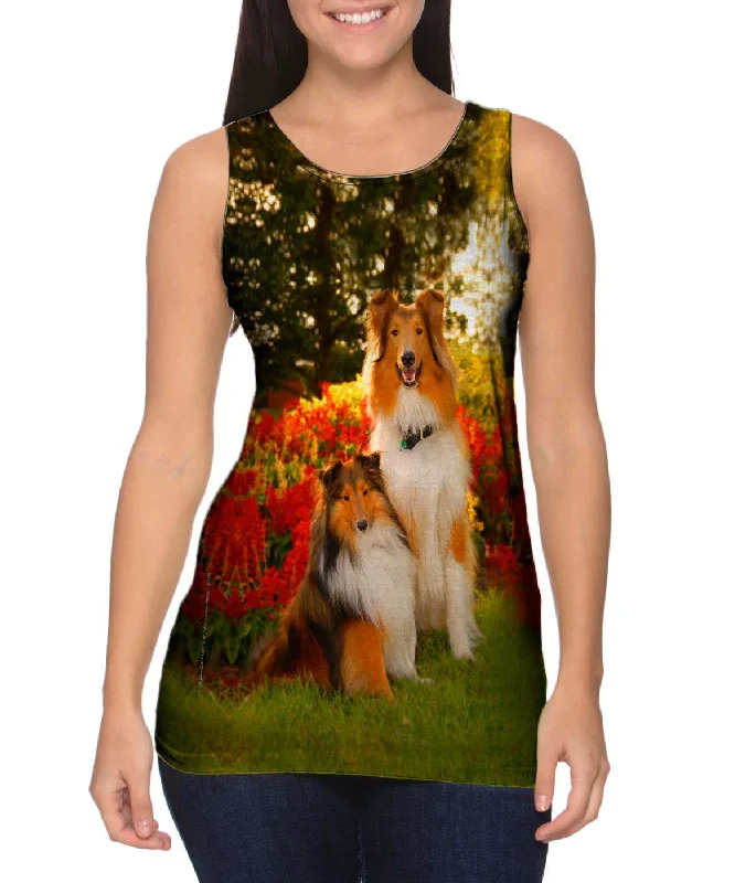 Crew Neck Women's Sustainable Tank Tops Made from Recycled MaterialsTender Border Collie