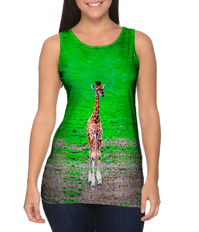 High - Neck Women's Silk Blend Tank Tops for a Luxurious FeelTender Giraffe