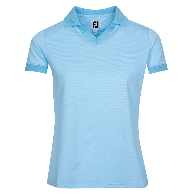 Zip - off sleeves polo shirt for changing weather conditionsWomens Short Sleeve Open Collar Light Blue - AW24