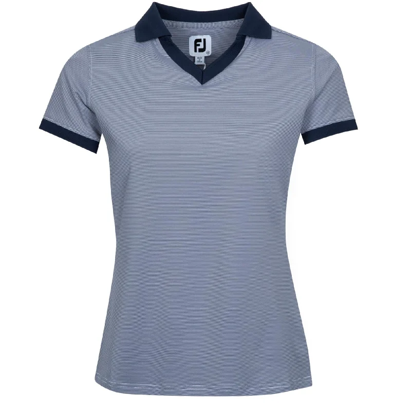 Polo shirt with a built - in bra for added supportWomens Short Sleeve Open Collar Navy - AW24